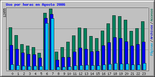 Uso por horas en Agosto 2006